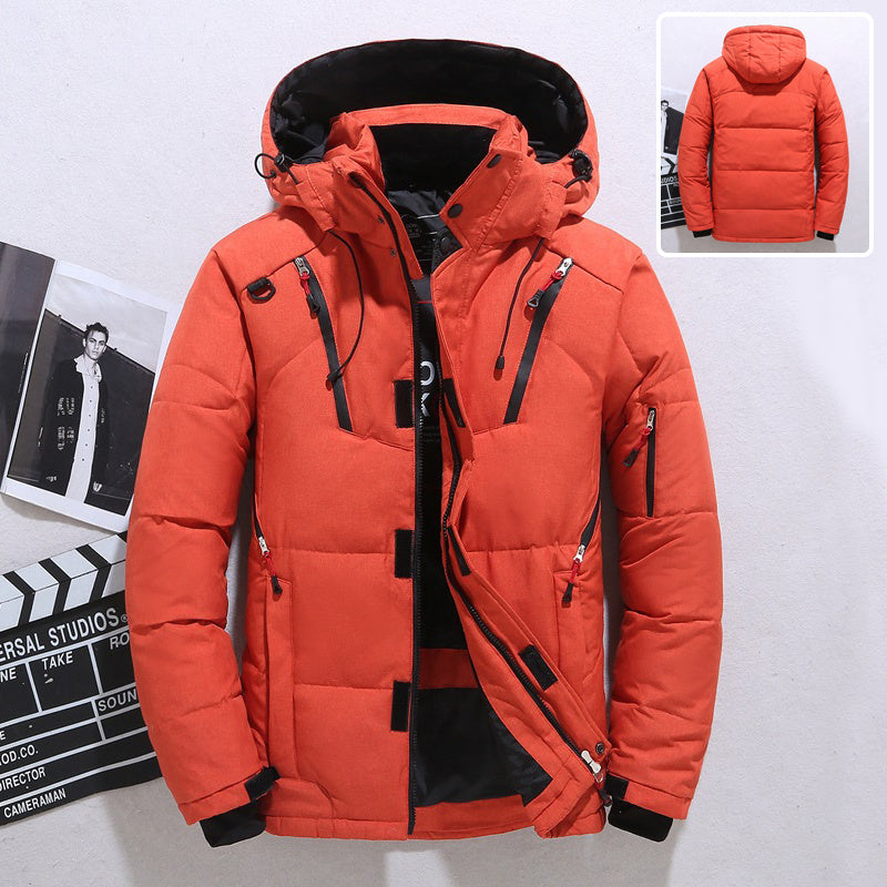 Men’s Windproof Hooded Jacket Warm Leisure Sports Coat with Pockets
