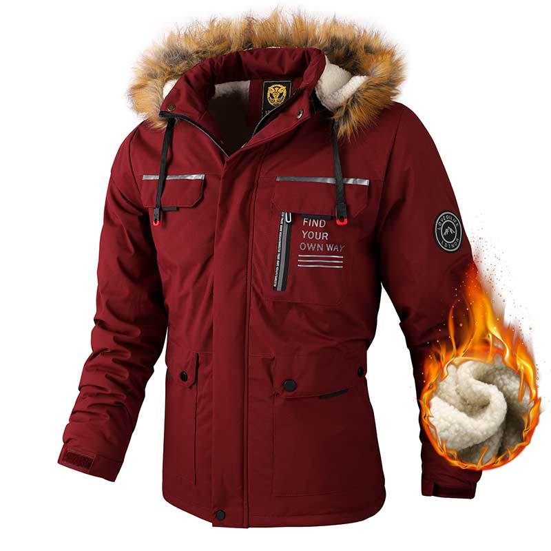 Men’s Hooded Parka Jacket Warm Windproof Casual Outdoor Coat