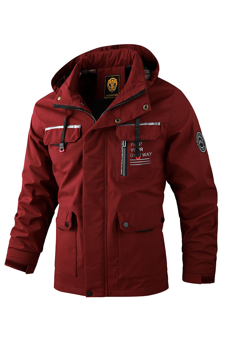 Men’s Hooded Waterproof Windbreaker Jacket Warm Casual Outdoor Coat