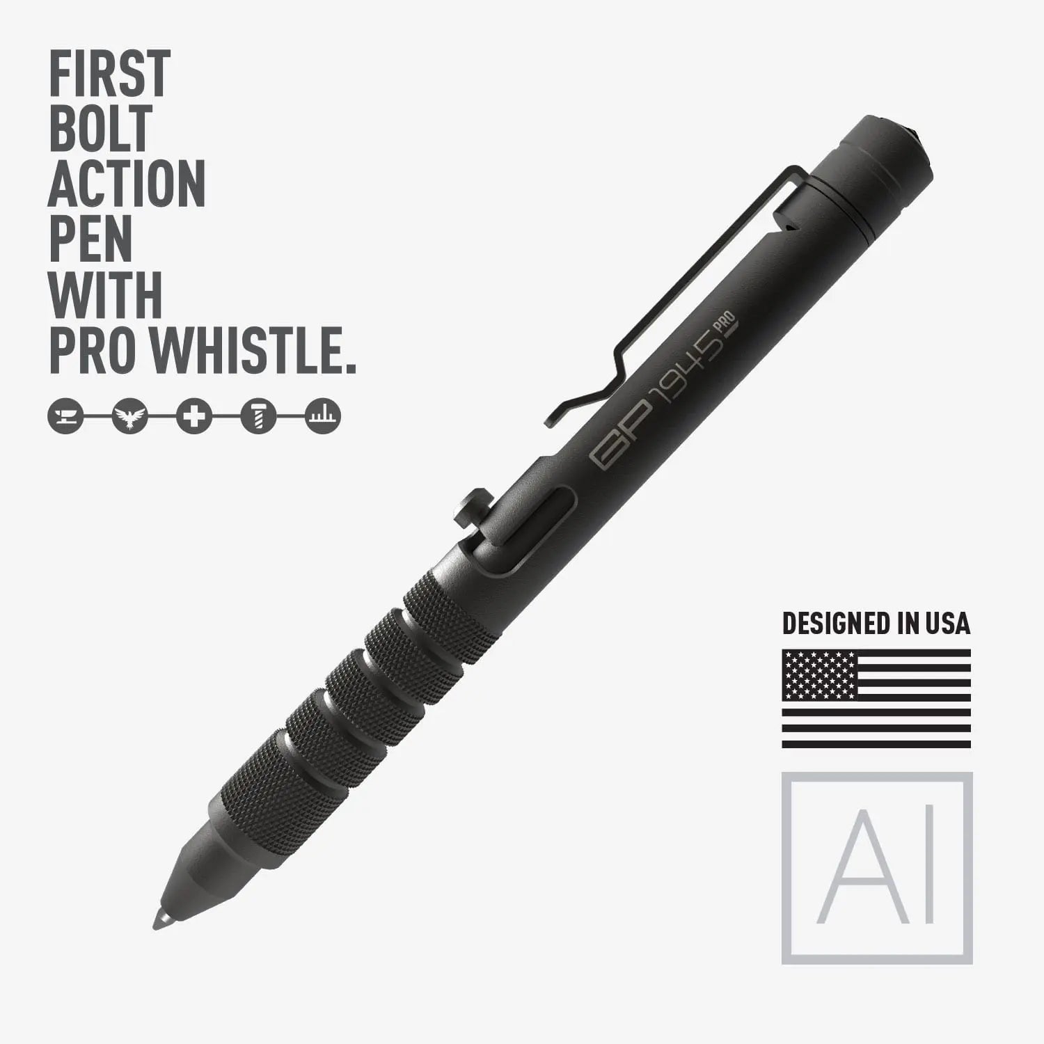 GP 1945 Bolt Action Tactical Pen PRO – Aluminum & Titanium EDC