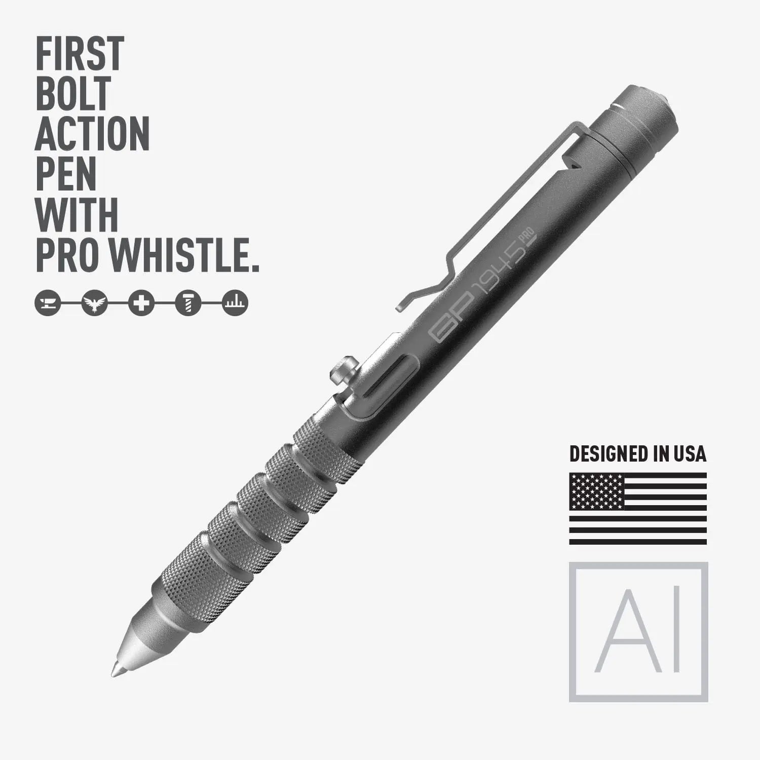 GP 1945 Bolt Action Tactical Pen PRO – Aluminum & Titanium EDC