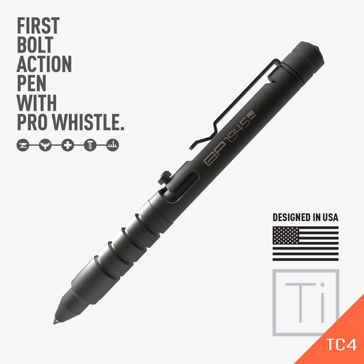 GP 1945 Bolt Action Tactical Pen PRO – Aluminum & Titanium EDC
