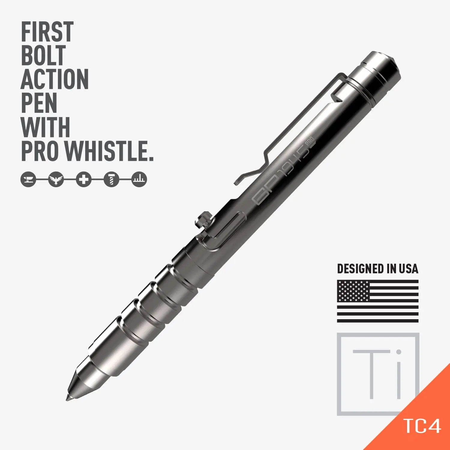 GP 1945 Bolt Action Tactical Pen PRO – Aluminum & Titanium EDC