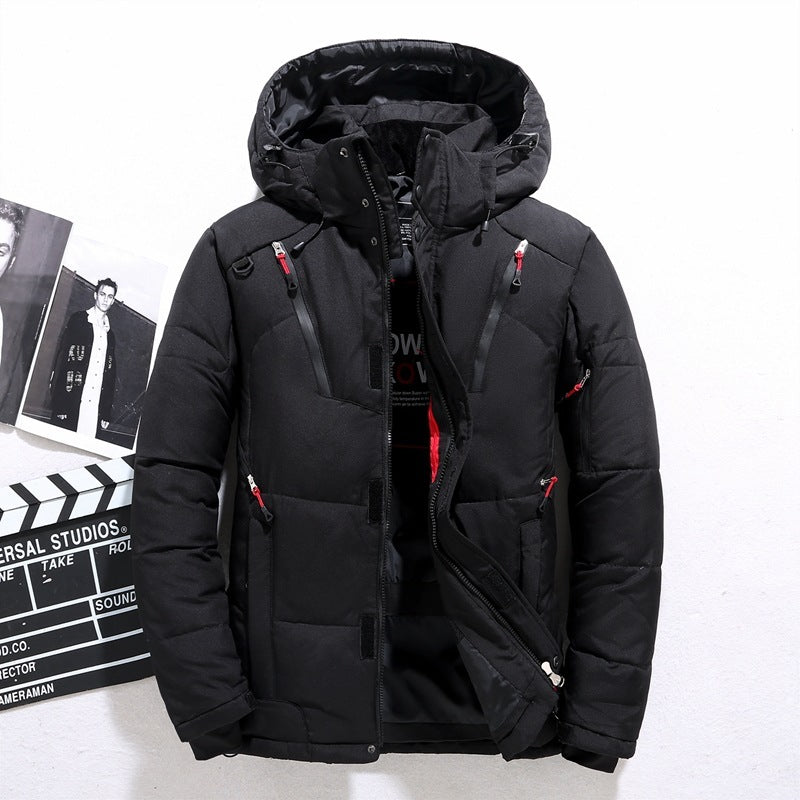 Men’s Windproof Hooded Jacket Warm Leisure Sports Coat with Pockets