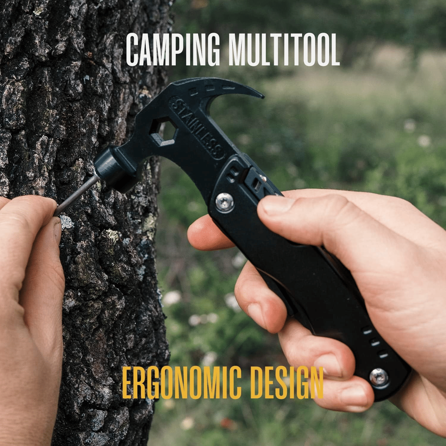 12-in-1 Multitool Camping Hammer Portable Survival Tool with Sheath