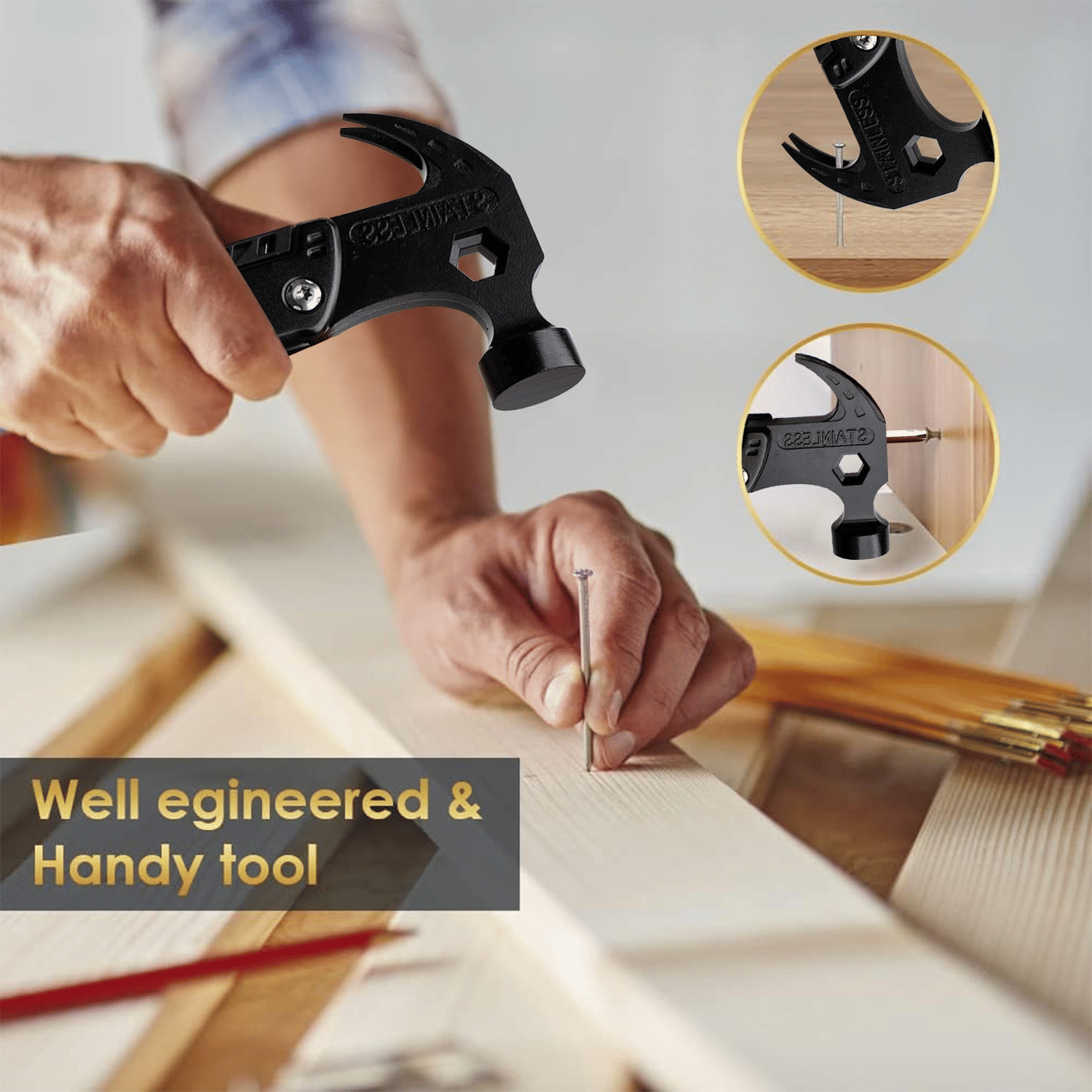 12-in-1 Multitool Camping Hammer Portable Survival Tool with Sheath