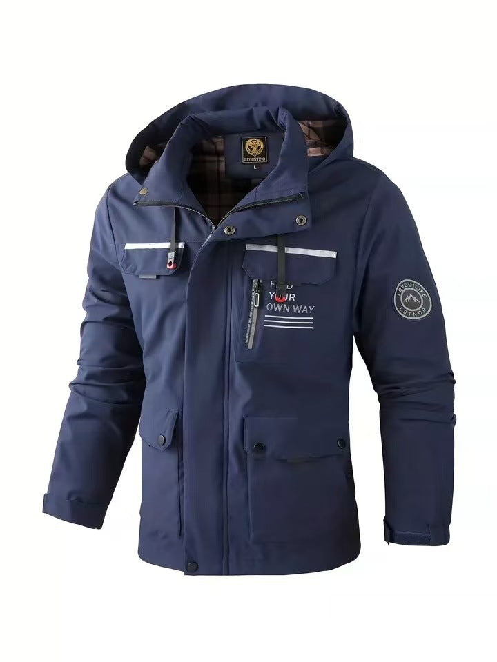Men’s Hooded Waterproof Windbreaker Jacket Warm Casual Outdoor Coat