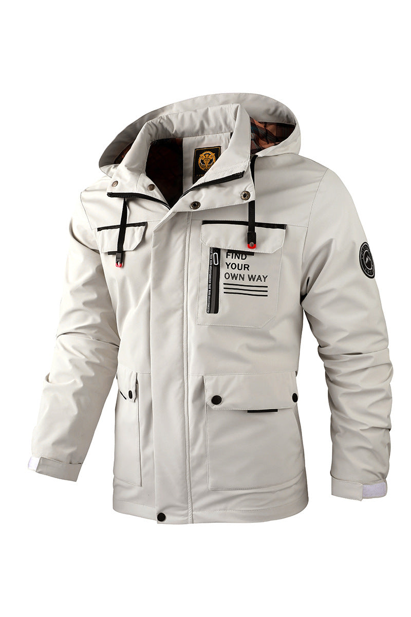 Men’s Hooded Waterproof Windbreaker Jacket Warm Casual Outdoor Coat