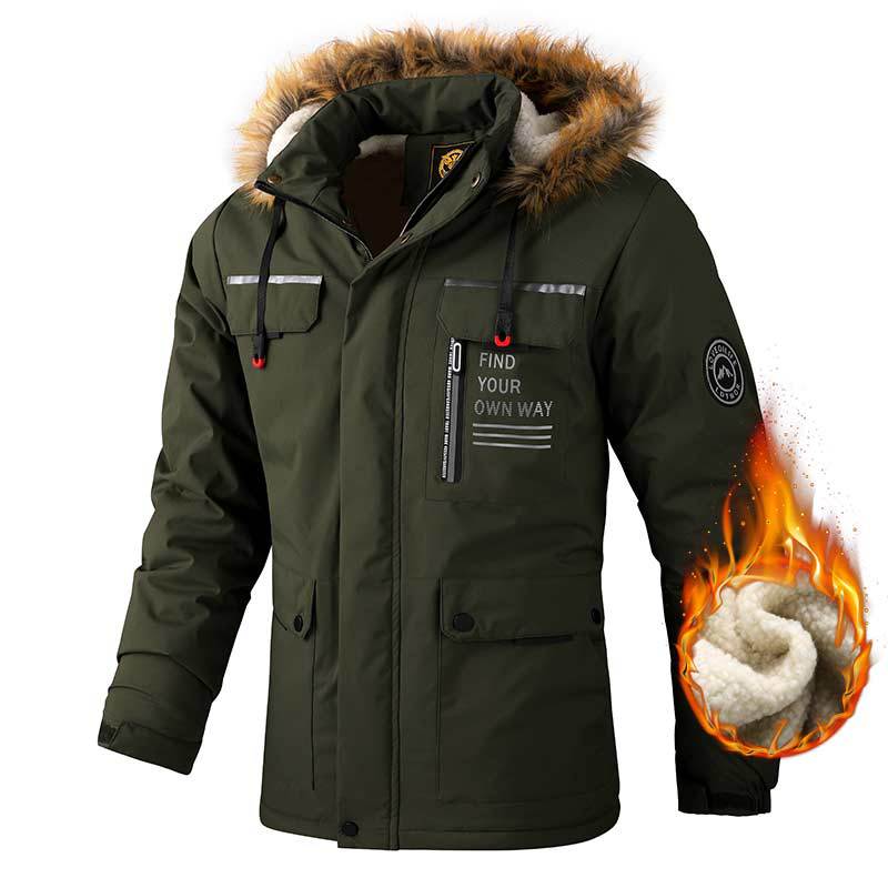Men’s Hooded Parka Jacket Warm Windproof Casual Outdoor Coat