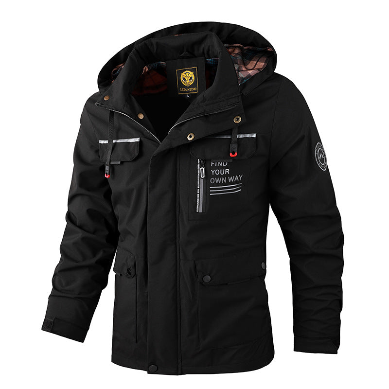 Men’s Hooded Waterproof Windbreaker Jacket Warm Casual Outdoor Coat