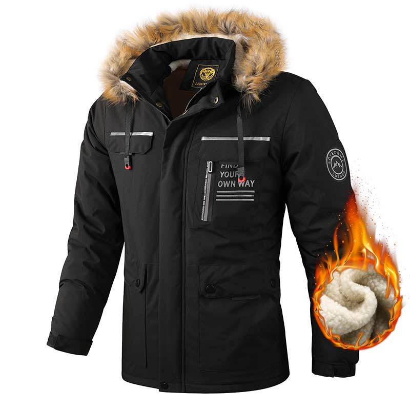 Men’s Hooded Parka Jacket Warm Windproof Casual Outdoor Coat