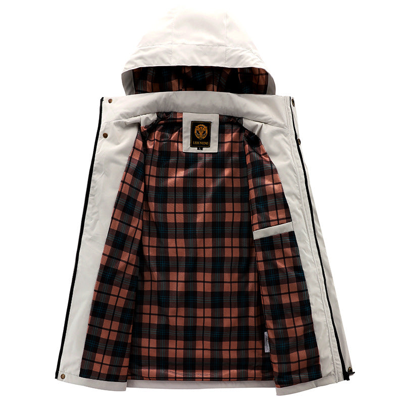 Men’s Hooded Waterproof Windbreaker Jacket Warm Casual Outdoor Coat