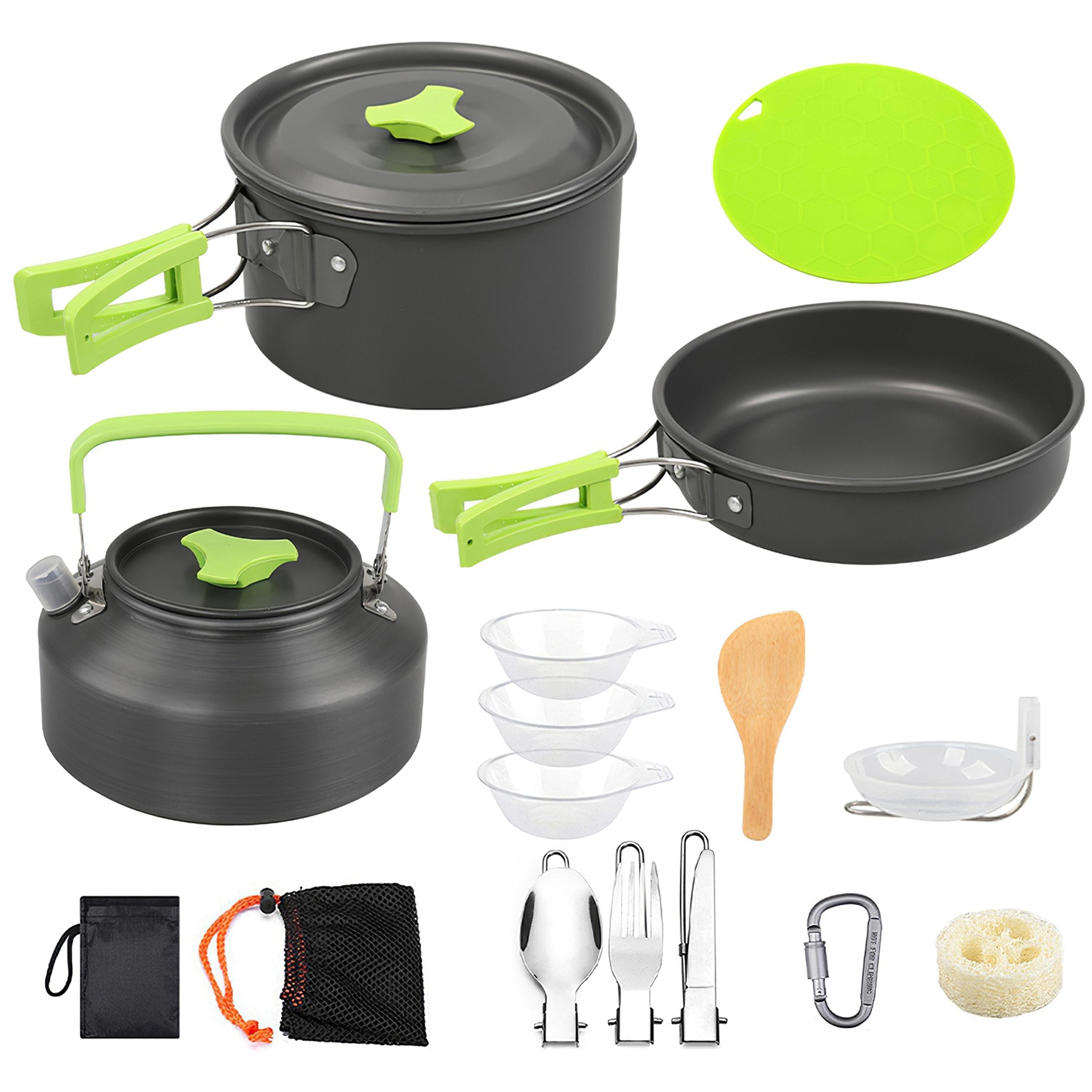 16-Piece Camping Cookware Set Aluminum Pot Pan Stove Kit