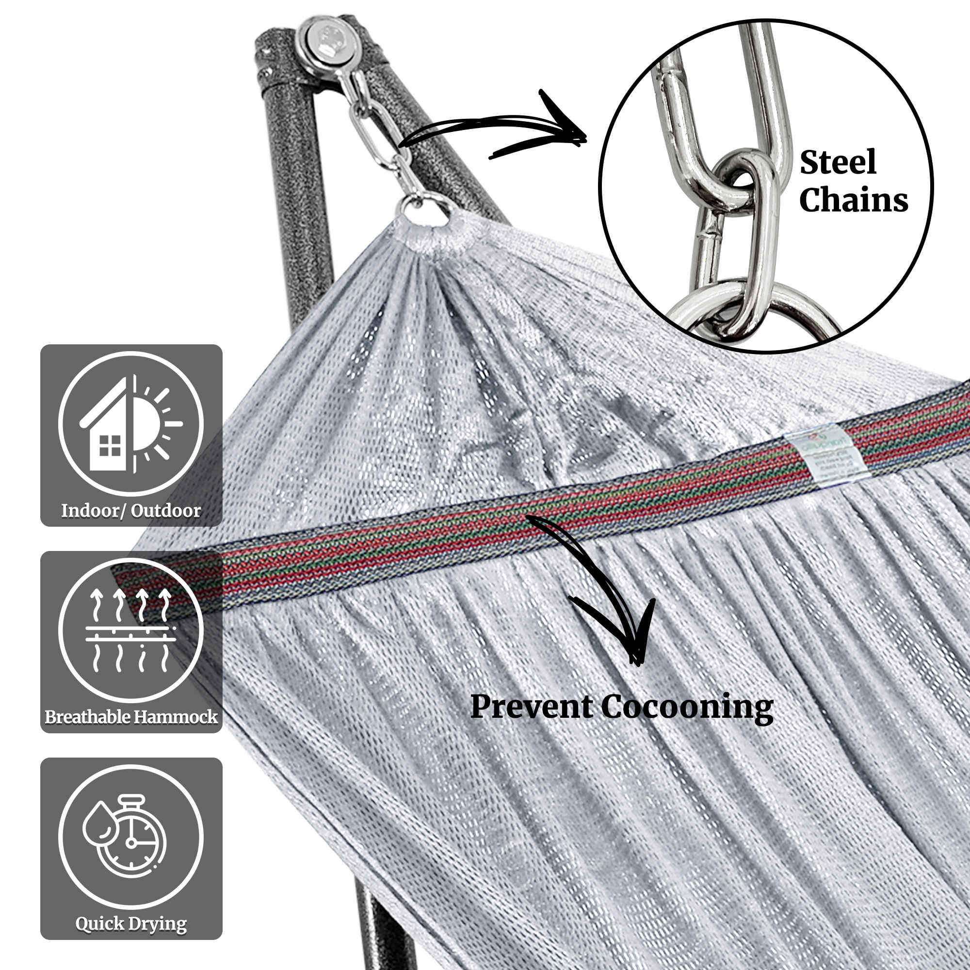 Universal Hammock with Stand Medium Size Relaxation Outdoor