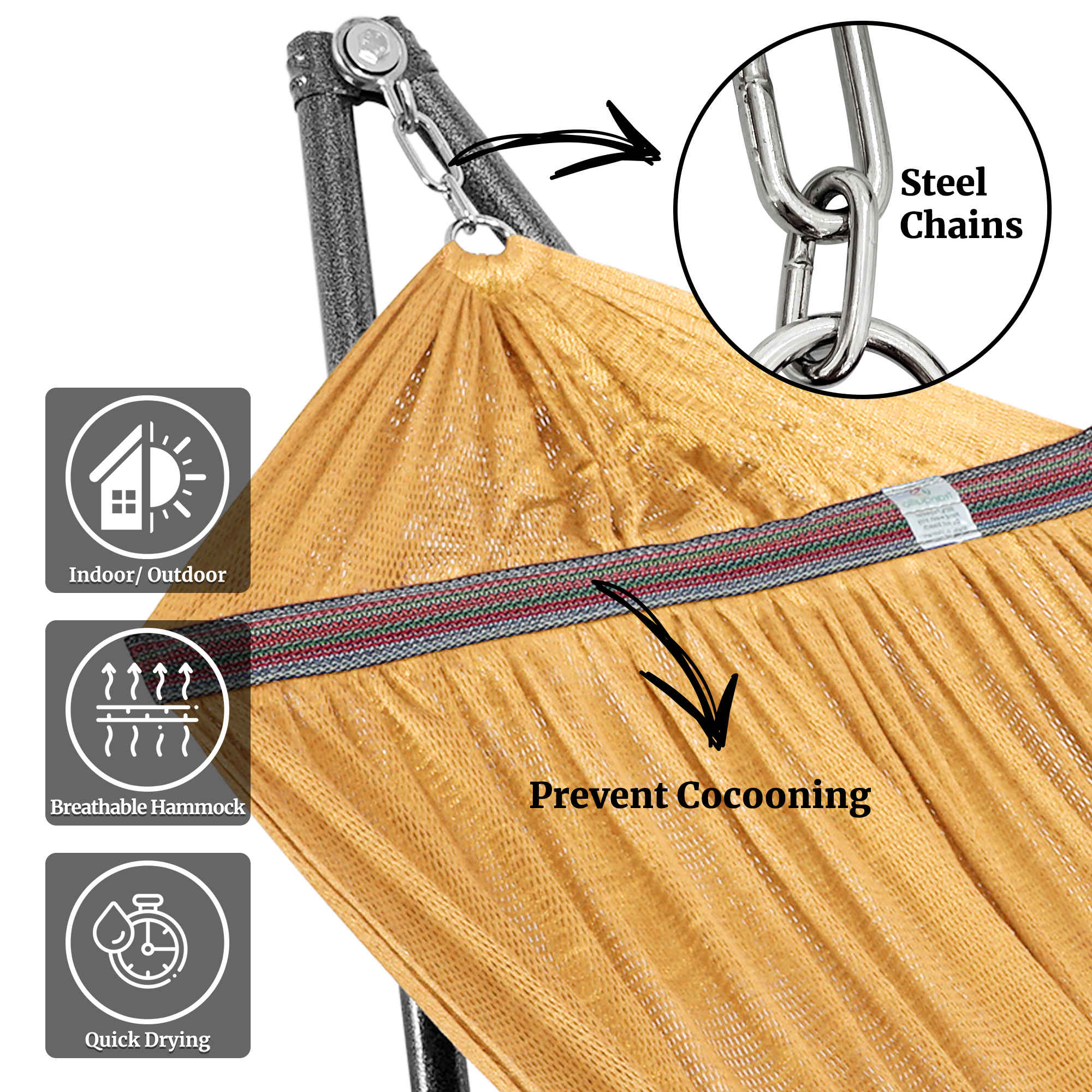 Universal Hammock with Stand Medium Size Relaxation Outdoor