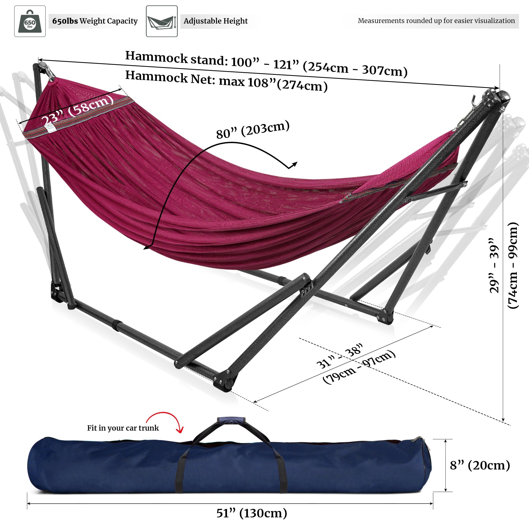 Universal Hammock with Stand Medium Size Relaxation Outdoor
