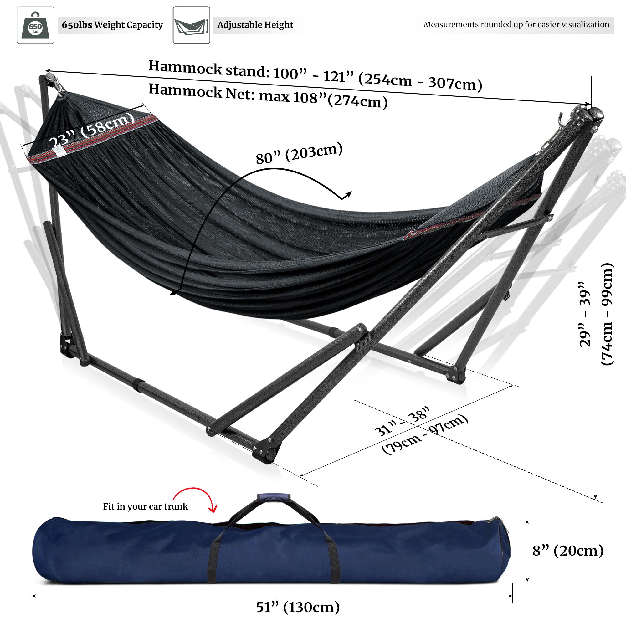 Universal Hammock with Stand Medium Size Relaxation Outdoor