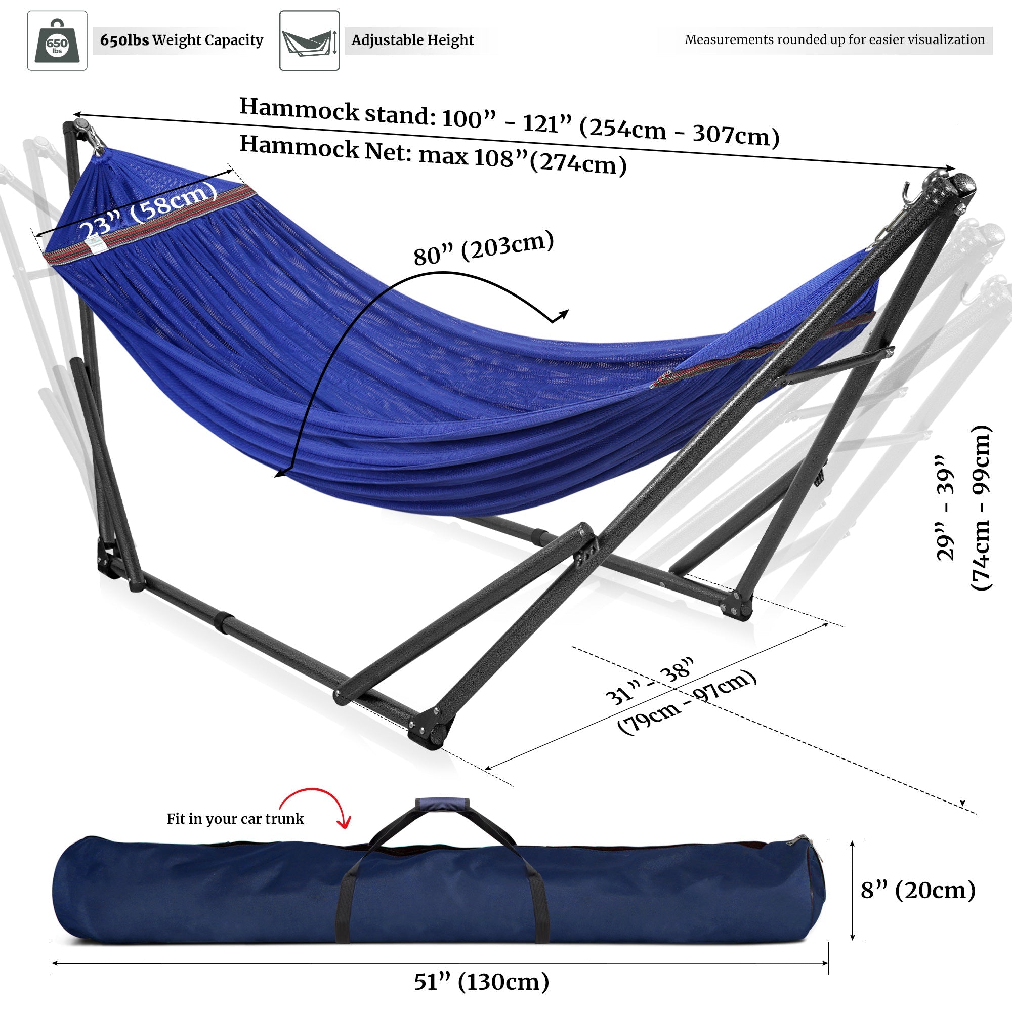 Universal Hammock with Stand Medium Size Relaxation Outdoor