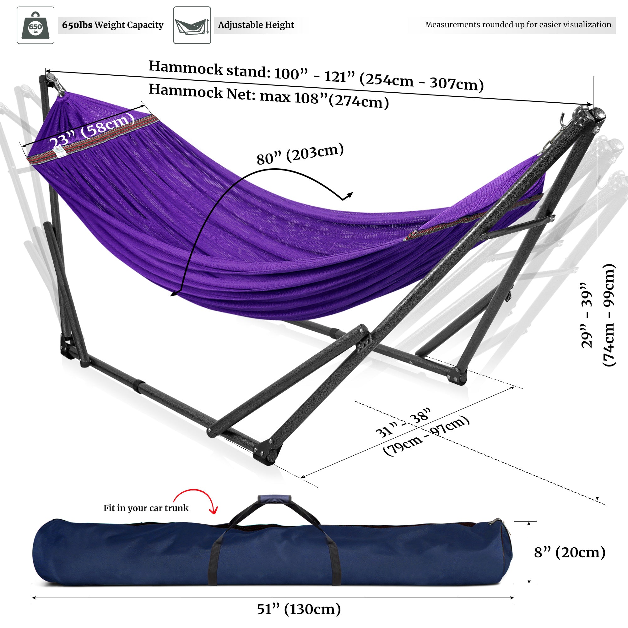 Universal Hammock with Stand Medium Size Relaxation Outdoor