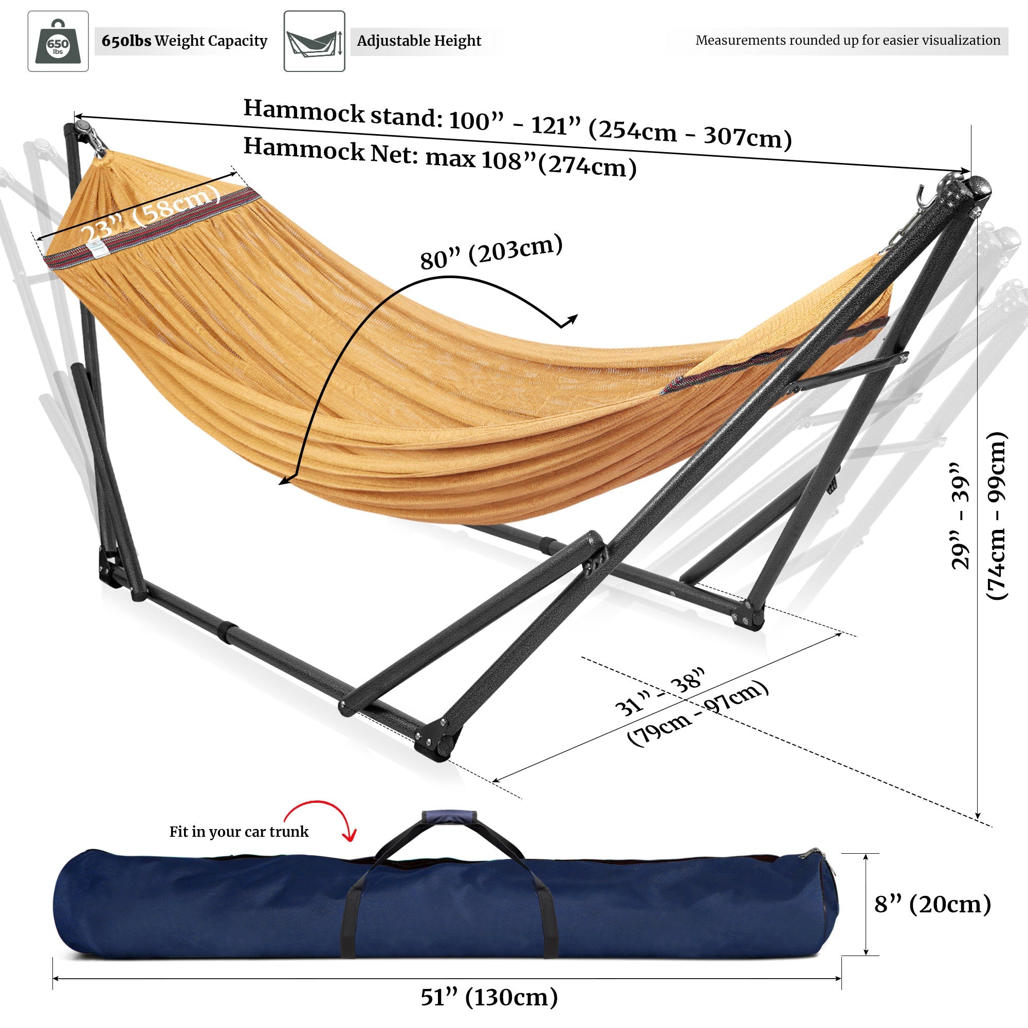 Universal Hammock with Stand Medium Size Relaxation Outdoor
