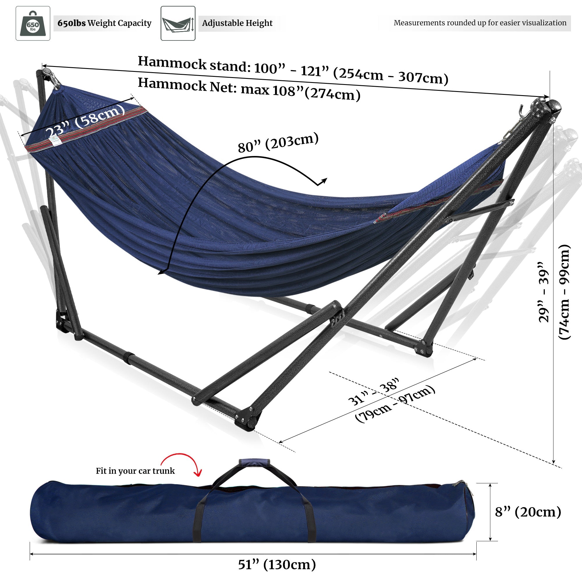 Universal Hammock with Stand Medium Size Relaxation Outdoor