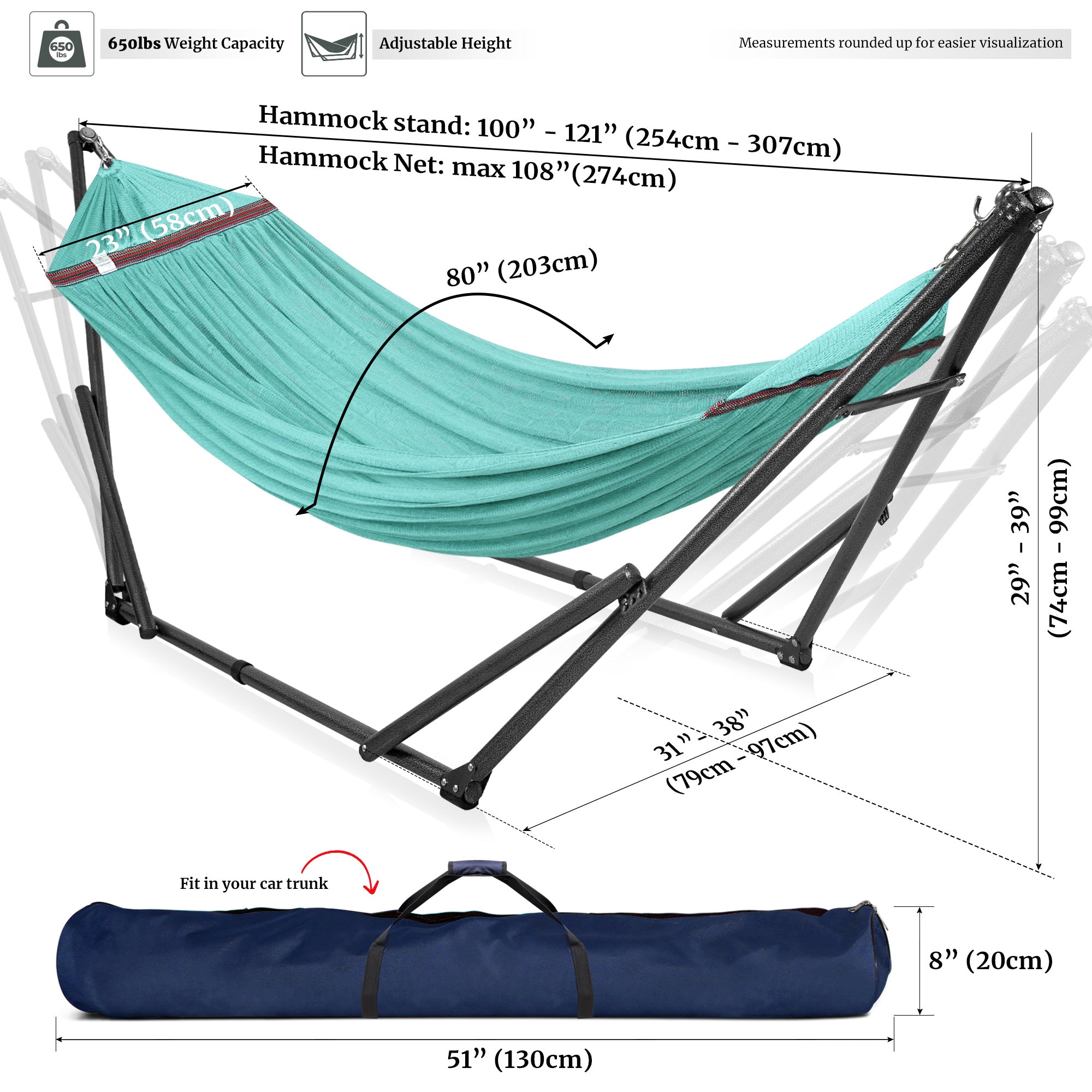 Universal Hammock with Stand Medium Size Relaxation Outdoor