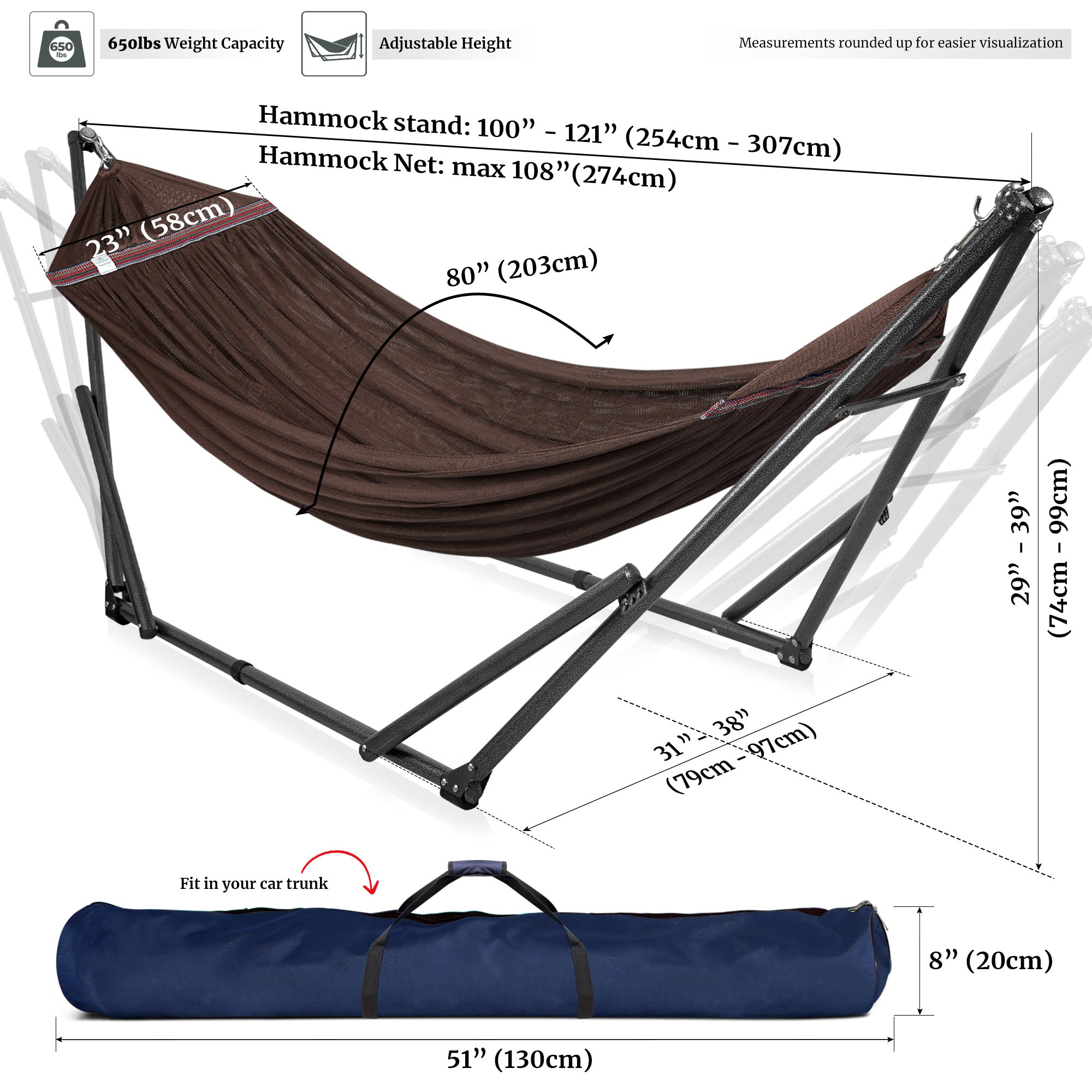 Universal Hammock with Stand Medium Size Relaxation Outdoor