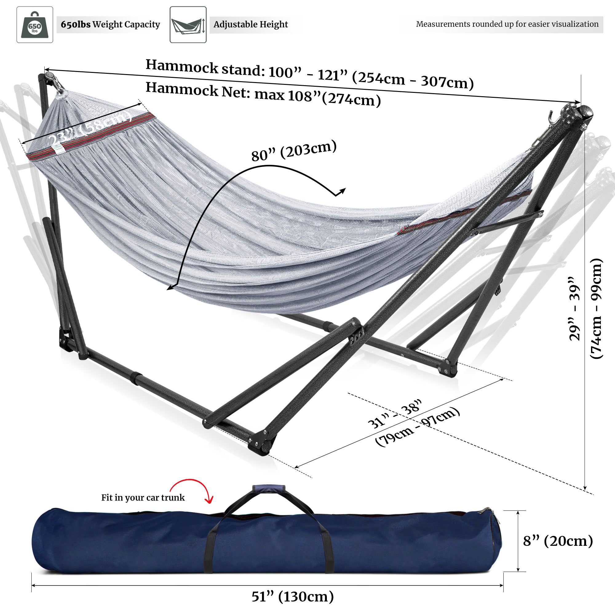 Universal Hammock with Stand Medium Size Relaxation Outdoor
