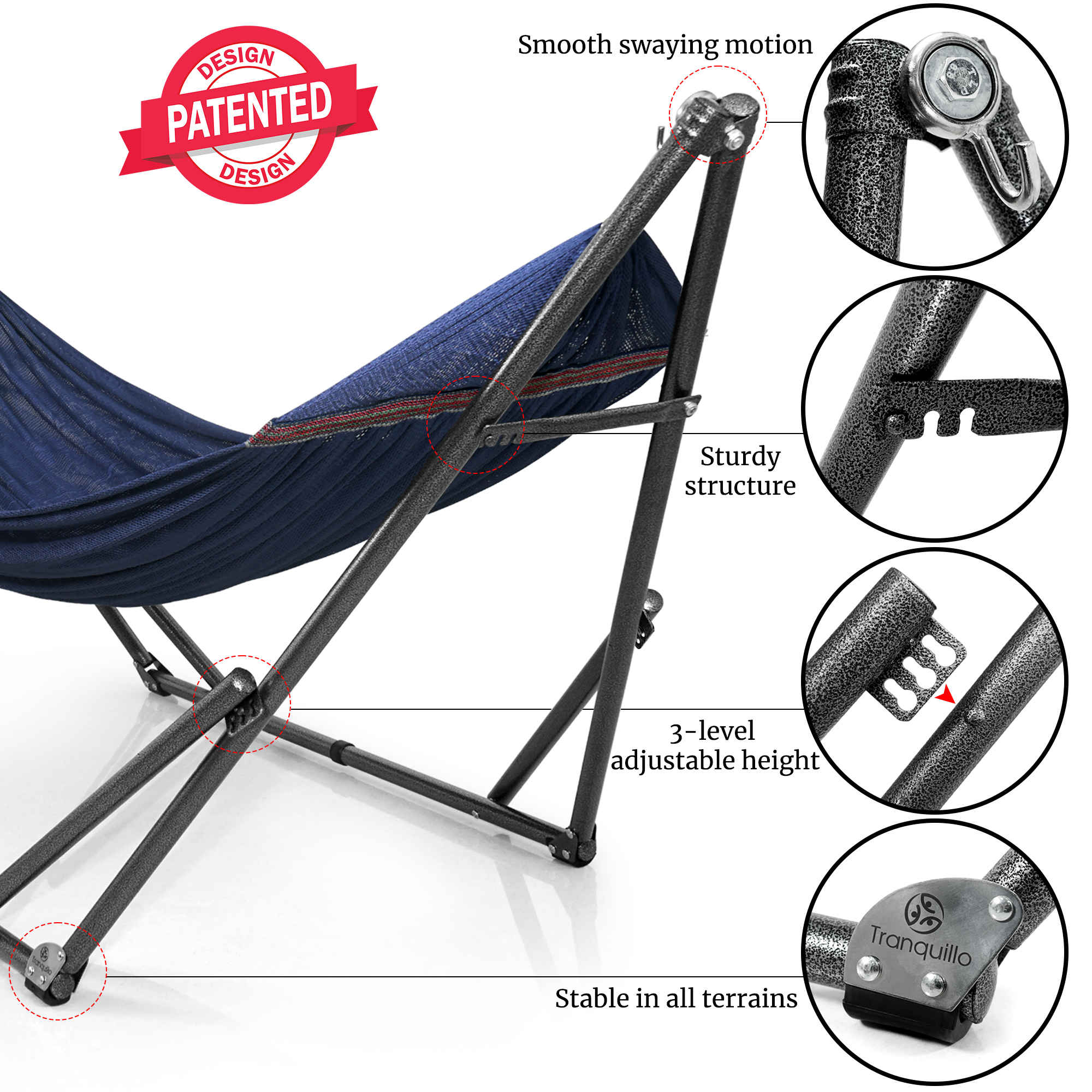 Universal Hammock with Stand Medium Size Relaxation Outdoor