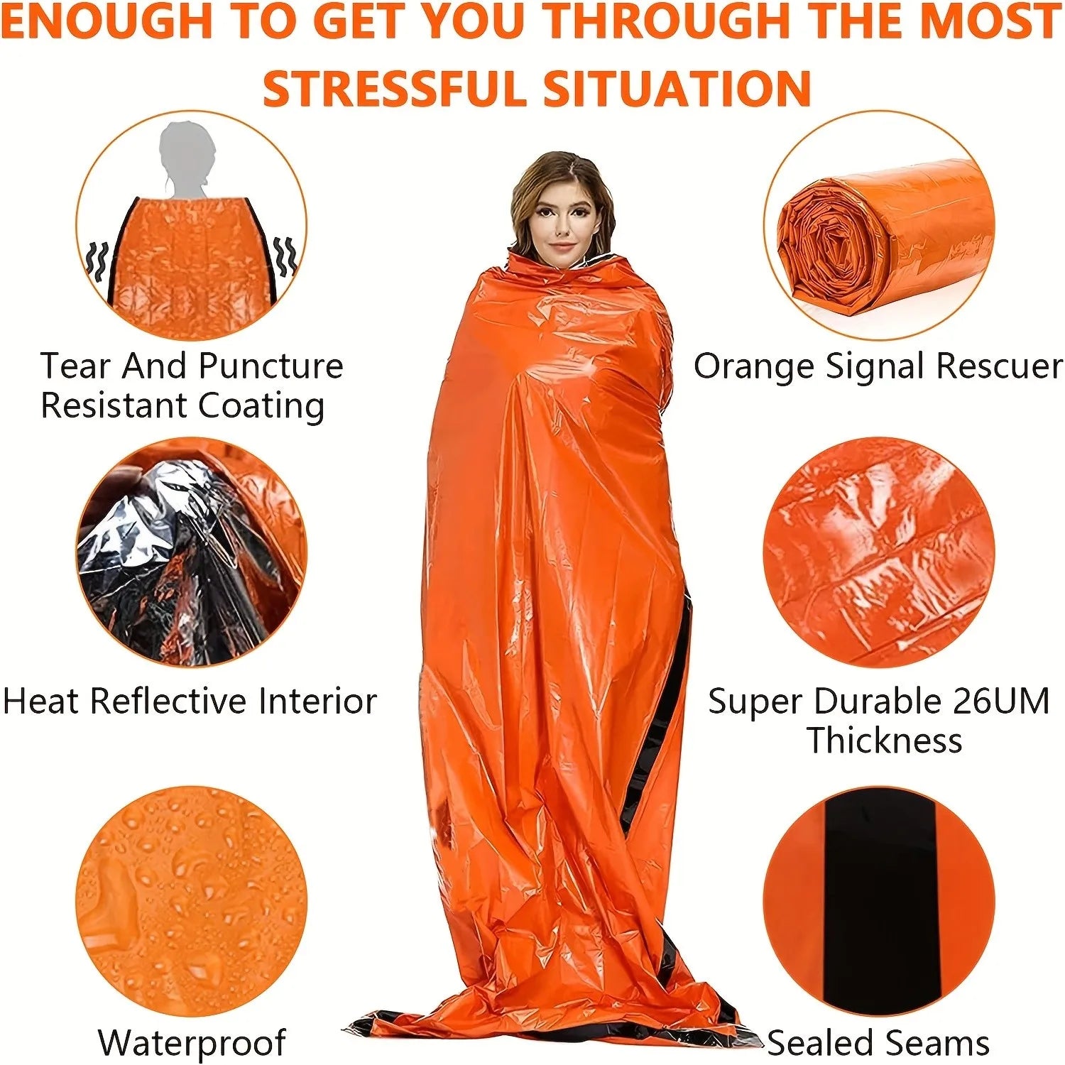 Portable Waterproof Survival Sleeping Bag Thermal Emergency Camping Gear
