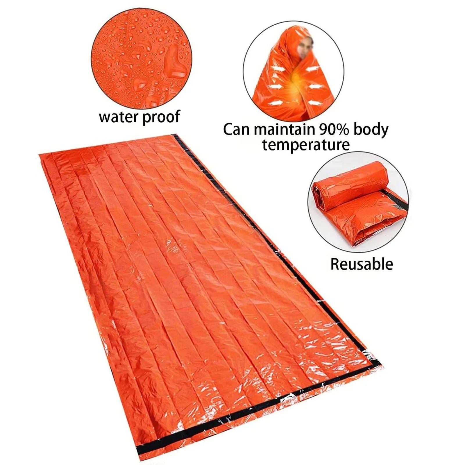 Portable Waterproof Survival Sleeping Bag Thermal Emergency Camping Gear