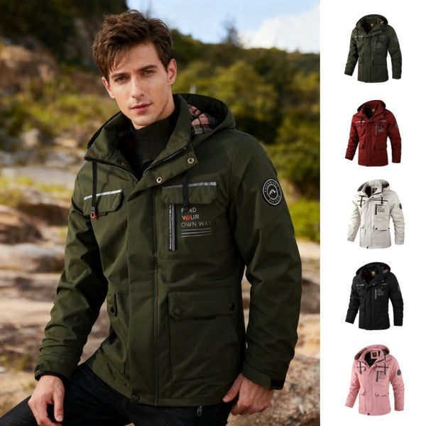 Men’s Hooded Waterproof Windbreaker Jacket Warm Casual Outdoor Coat