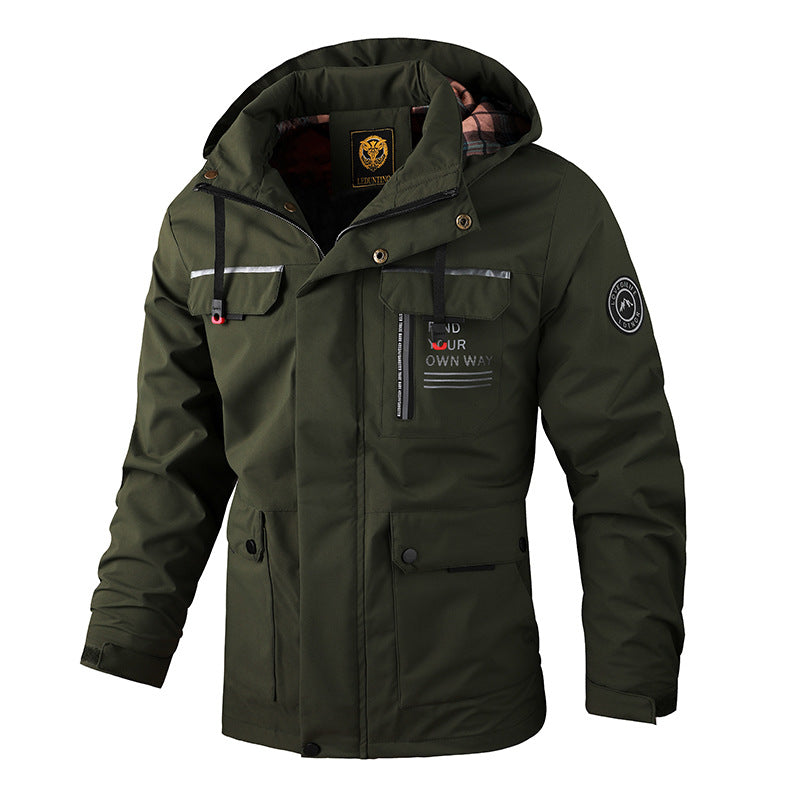 Men’s Hooded Waterproof Windbreaker Jacket Warm Casual Outdoor Coat