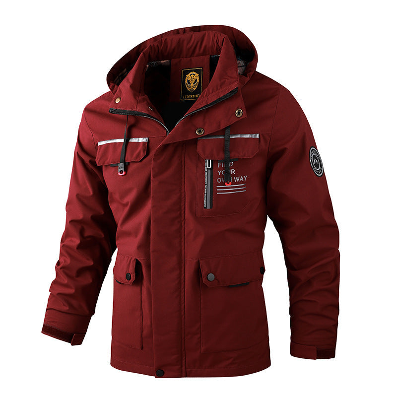 Men’s Hooded Waterproof Windbreaker Jacket Warm Casual Outdoor Coat