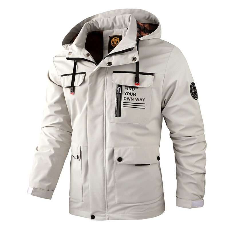 Men’s Hooded Waterproof Windbreaker Jacket Warm Casual Outdoor Coat