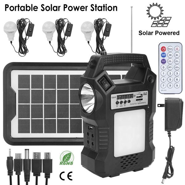 Portable Solar Power Station Backup Battery with Lights for Camping