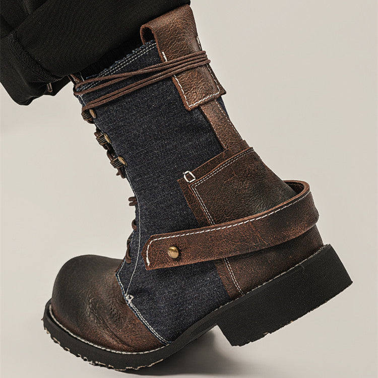 Outdoor Japanese Vintage Shoes Canvas Martin Boots