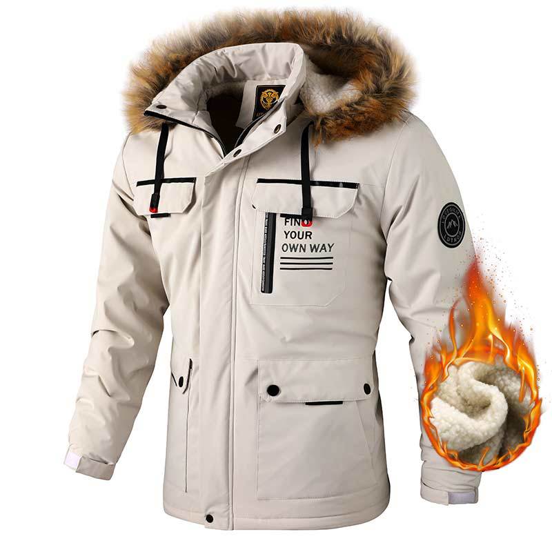 Men’s Hooded Parka Jacket Warm Windproof Casual Outdoor Coat